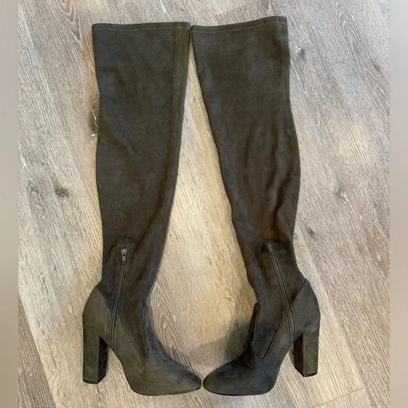 Aldo Shoes Aldo Overtheknee Olive Suede Green Boots Size 75